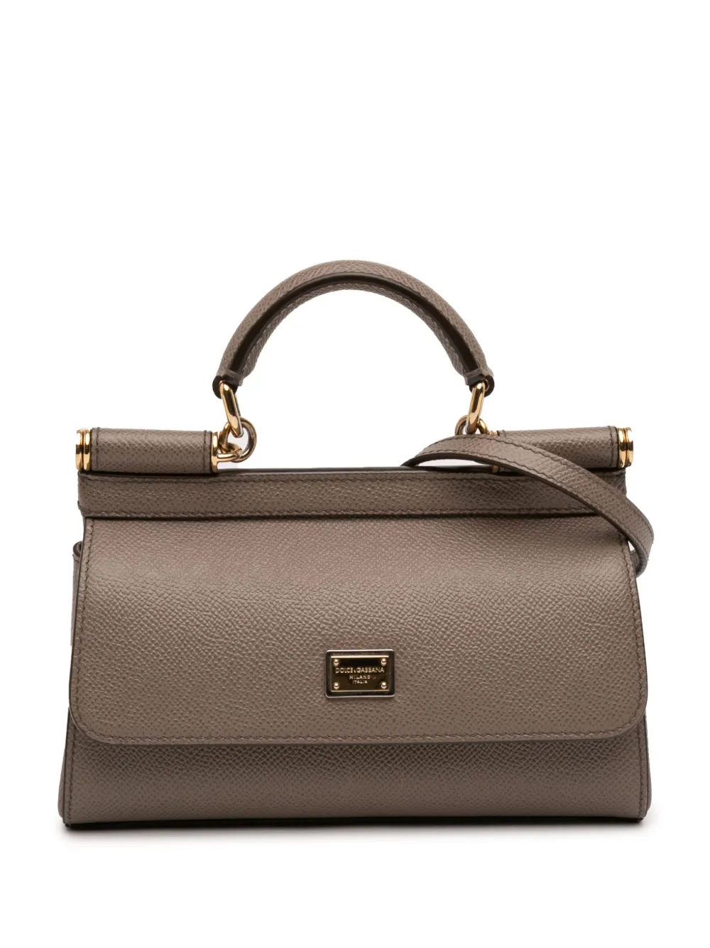 Pre-owned Dolce & Gabbana 2010-2026 Mini Dauphine Calfskin Sicily Satchel In Brown