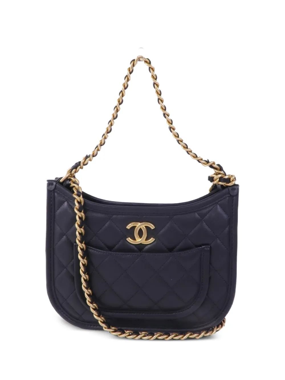 CHANEL Pre-Owned CC diamond-quilting leather shoulder bag - Black