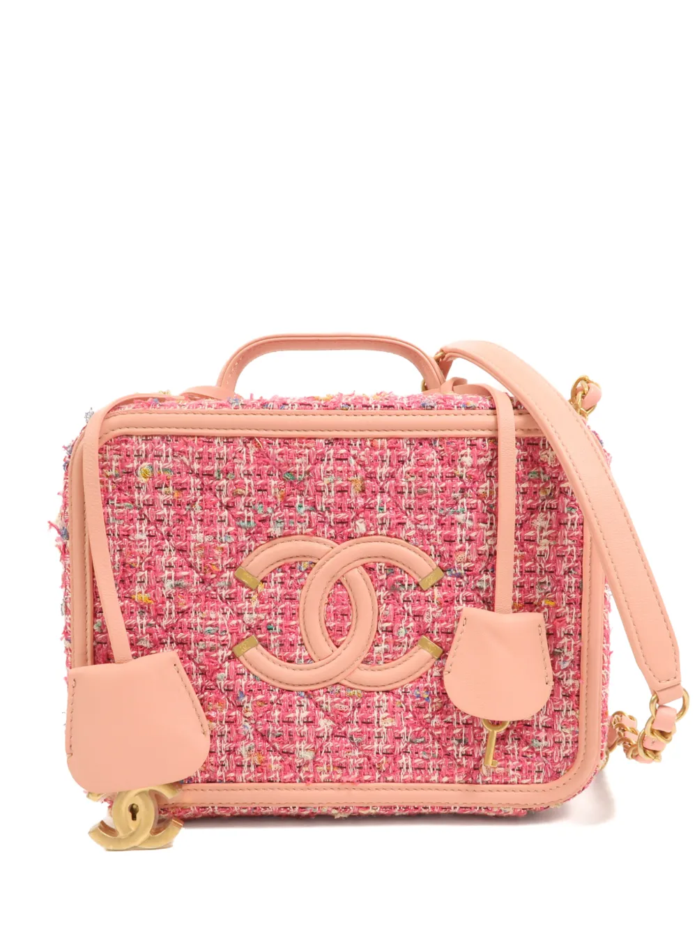 CHANEL Pre-Owned CC tweed vanity case - Rosa