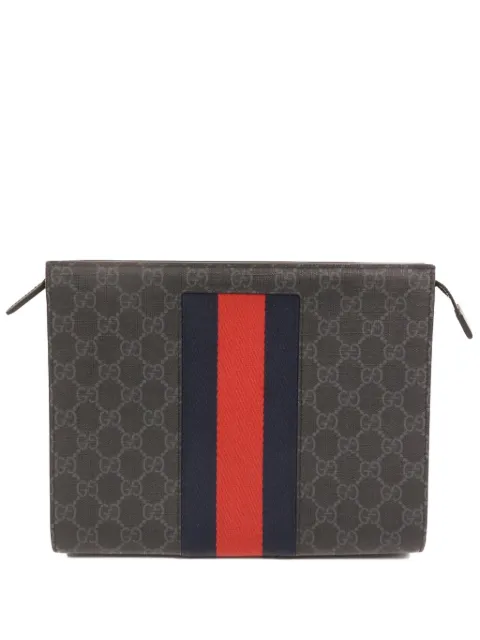 Gucci Pre-Owned GG Supreme Web-stripe pouch bag