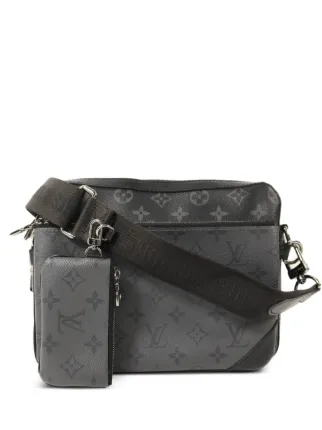 I*i様 Louis Vuitton ブラックショルダーバッグ Louis Vuitton Pre-Owned Trio Messenger Monogram Eclipse Shoulder