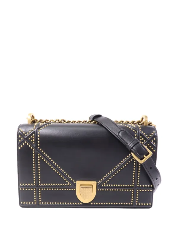 Dior Pre-owned Diorama Studded Shoulder Bag in Black