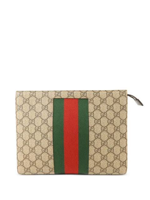 Gucci Pre-Owned GG Supreme web-stripe clutch bag