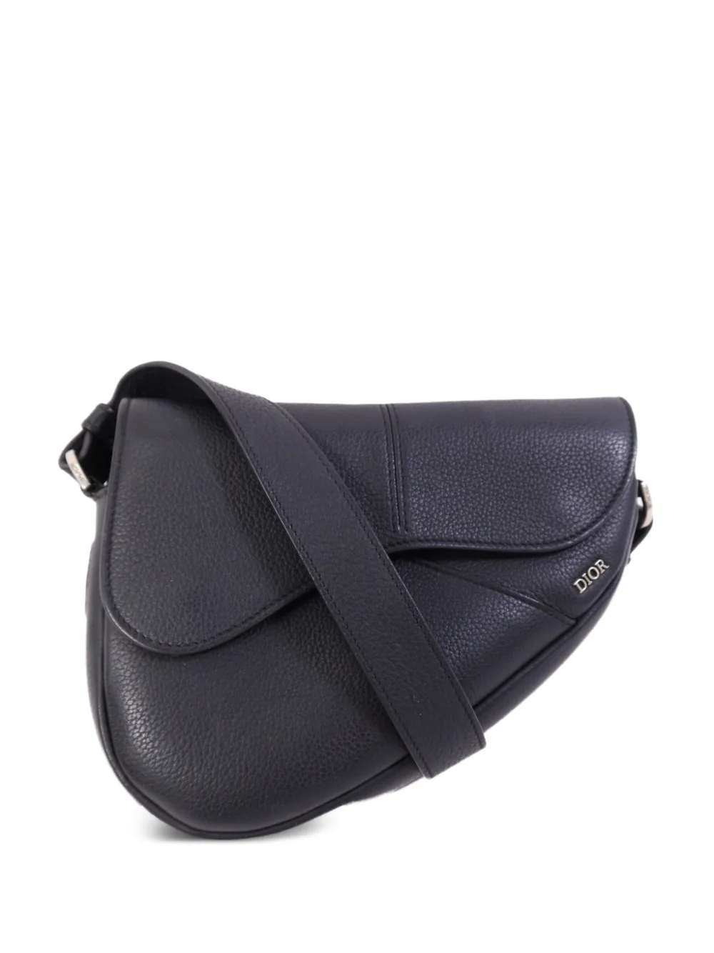 極美品 ディオール サドル ボディバッグ 黒 バックル レザー カーフ CHRISTIAN DIOR クリスチャンディオール サドル ボディバッグ カーフ