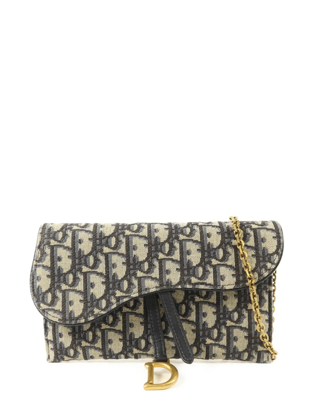 Christian Dior Pre-Owned small Saddle Oblique chain clutch bag - Toni neutri