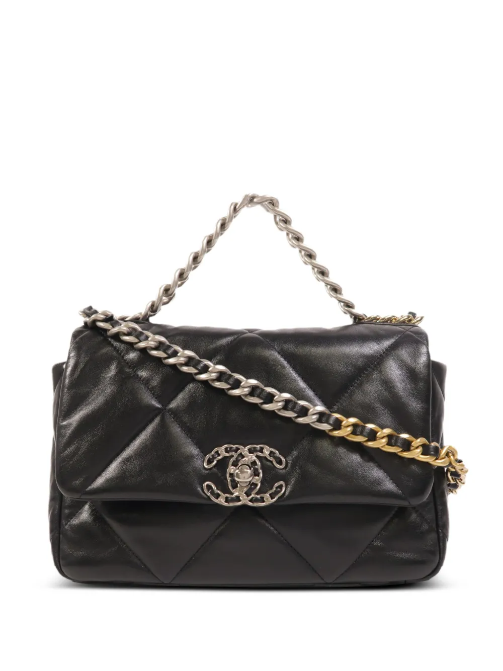 CHANEL Pre-Owned small C19 diamond-quilted shoulder bag - Black