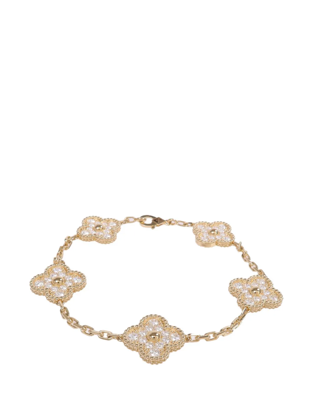 Pre-owned Van Cleef & Arpels Alhambra Diamond Bracelet In Gold