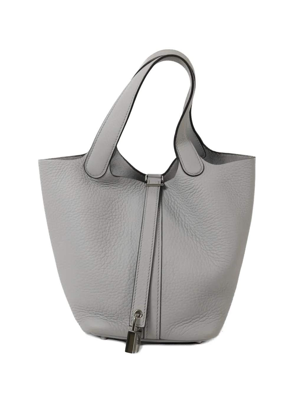 Pre-owned Hermes 18 Picotin Lock Leather Tote Bag In Grey