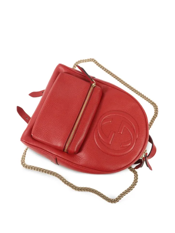 Gucci Red Pebbled Leather Backpack with Embossed Logo Gucci Pre-Owned GG Embossed Backpack | Red | FARFETCH ID main image 3