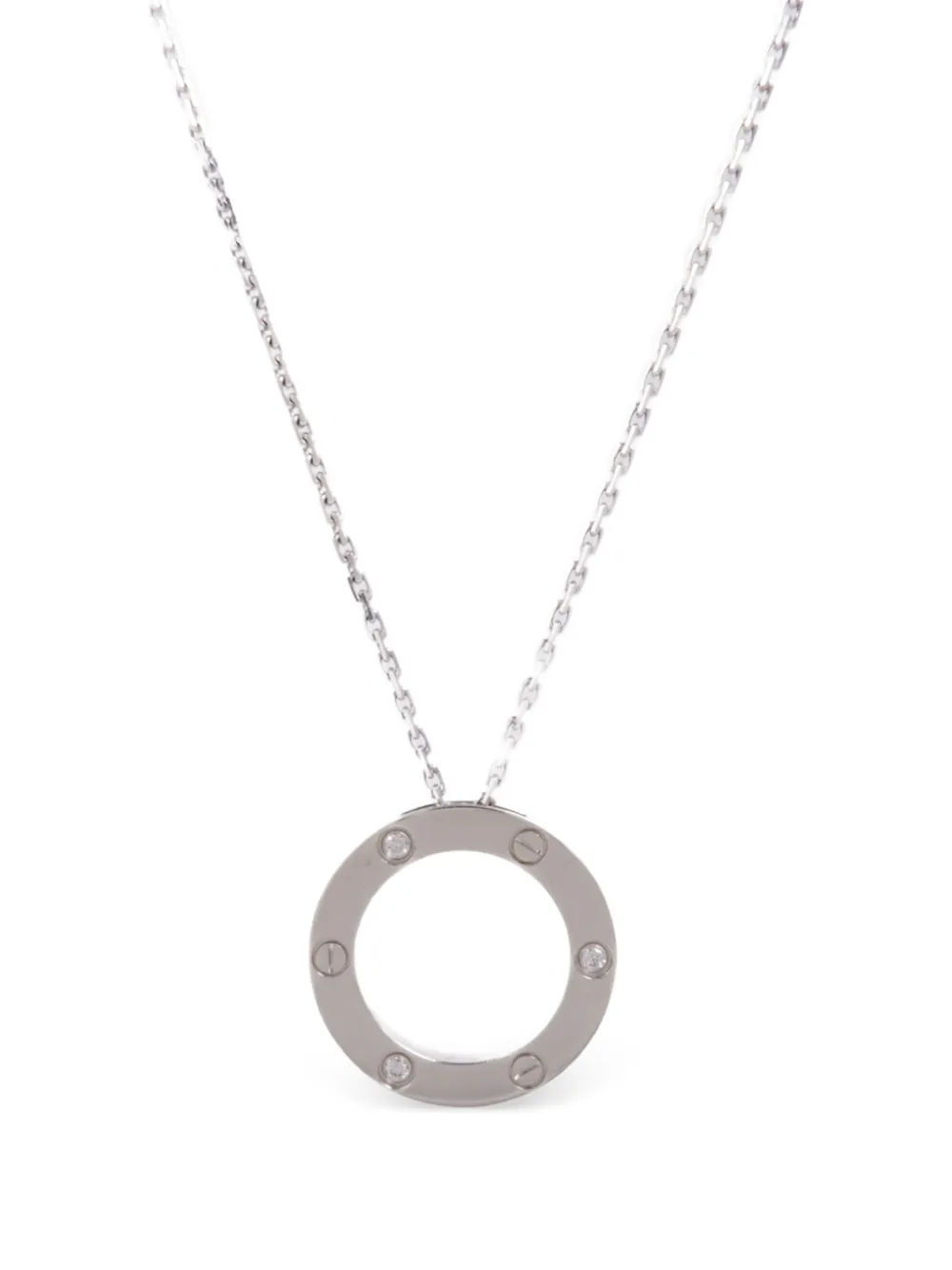 Pre-owned Cartier Love Diamond Necklace In Silver