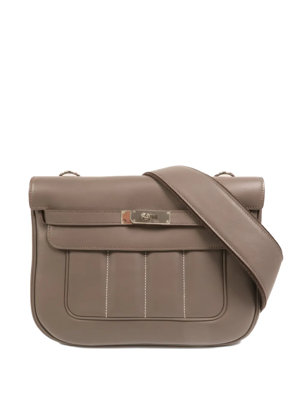 Pre-owned Hermes Berline Turn-lock Shoulder Bag In Gray