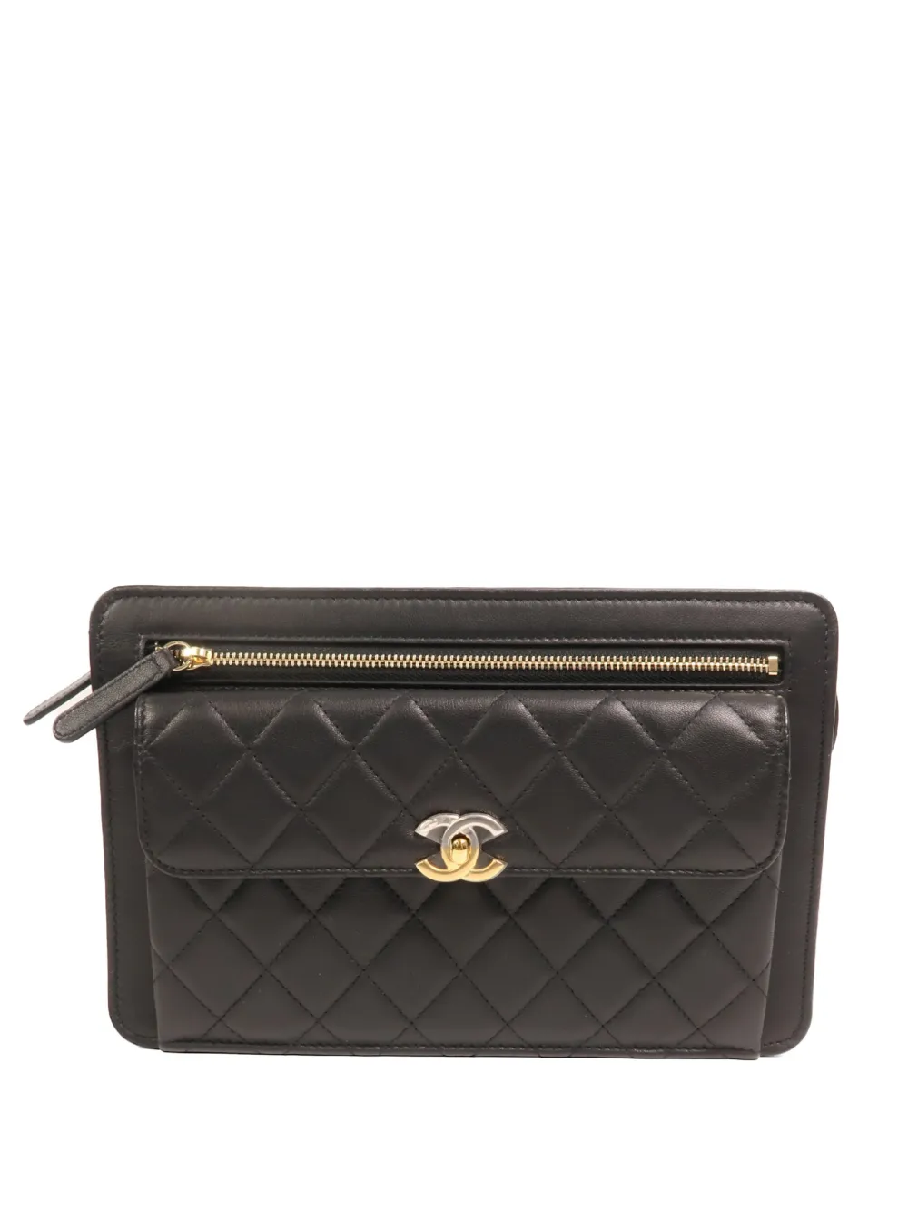CHANEL Pre-Owned CC turn-lock quilted clutch bag - Nero