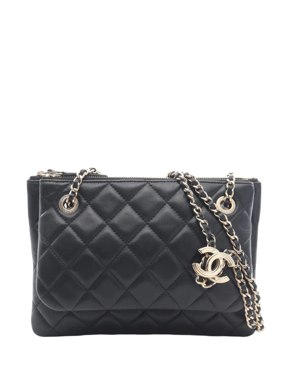 CHANEL Pre-Owned 2019 CC Quilted Lambskin Cocomotive Clutch crossbody bag - Nero