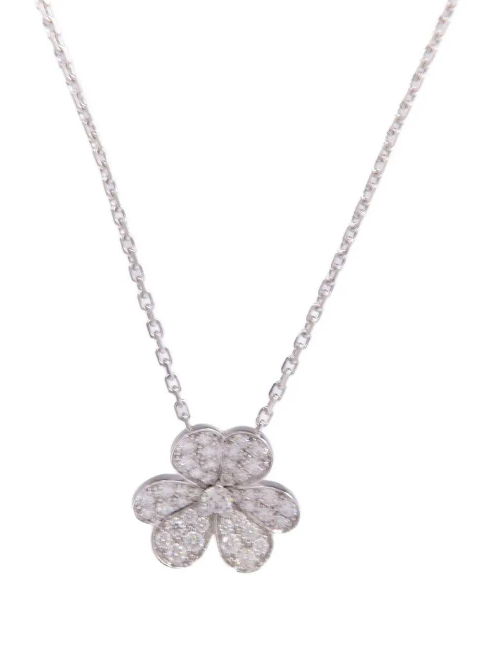 Pre-owned Van Cleef & Arpels Small Frivole Diamond Necklace In Silver
