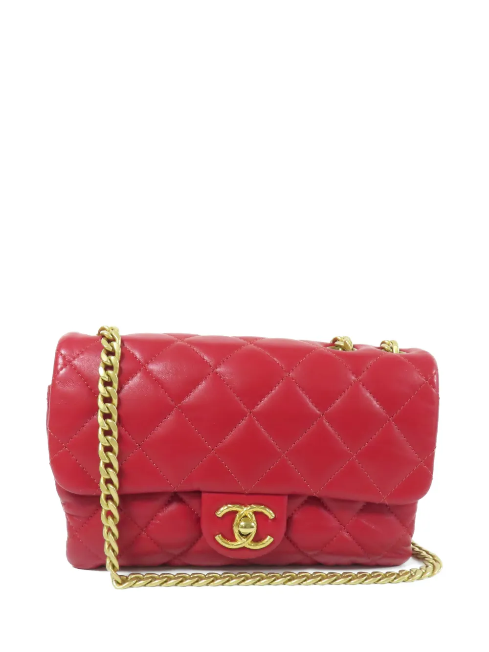 CHANEL Pre-Owned CC turn-lock leather shoulder bag - Red