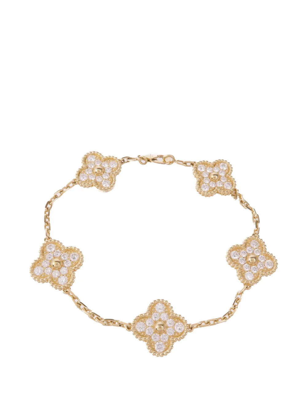Pre-owned Van Cleef & Arpels Alhambra Diamond Bracelet In Gold