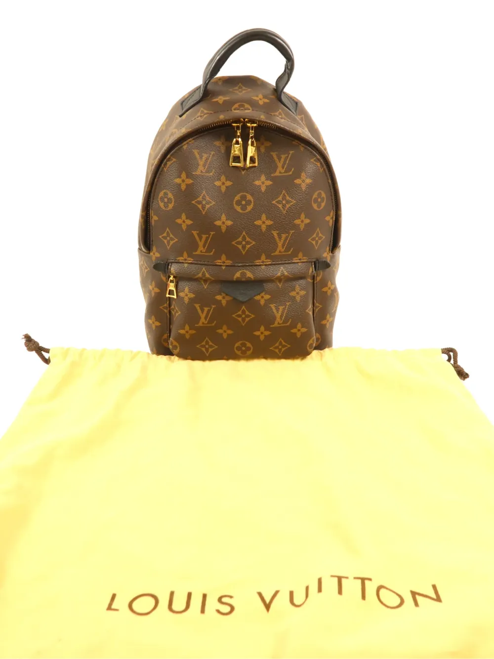 louis vuitton backpack with gold plate Plated Top zipper closure Louis Vuitton Brown Monogram Palm