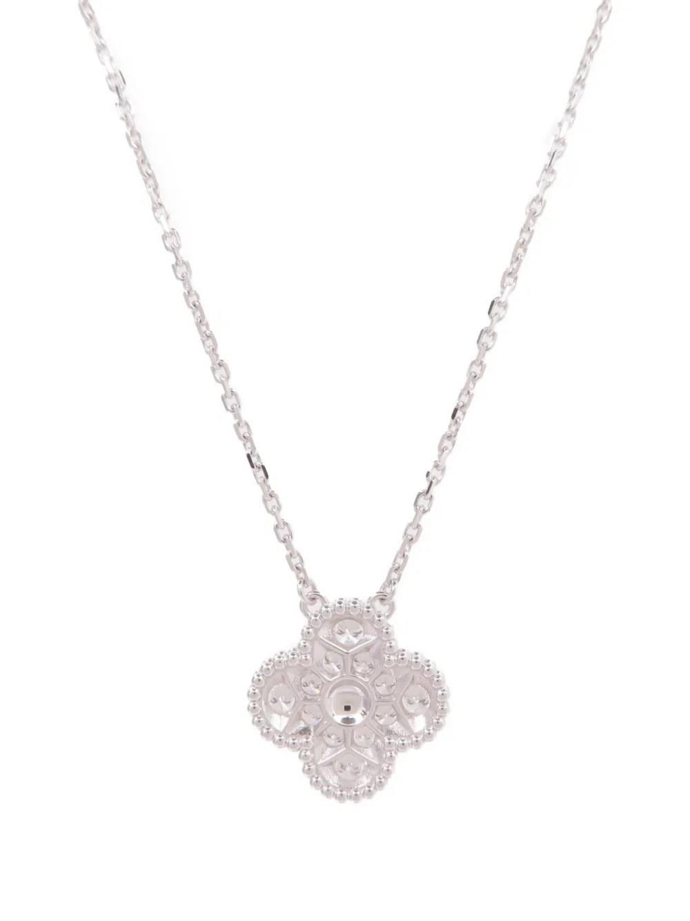 Pre-owned Van Cleef & Arpels Alhambra Diamond Necklace In Silver
