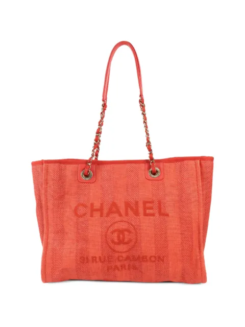 CHANEL Pre-Owned Deauville logo-embroidered tote bag