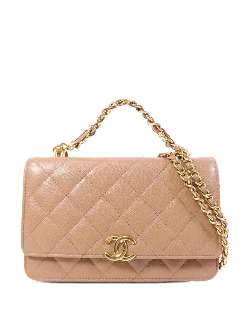 CHANEL Pre-Owned CC turn-lock diamond quilting shoulder bag - Neutrals