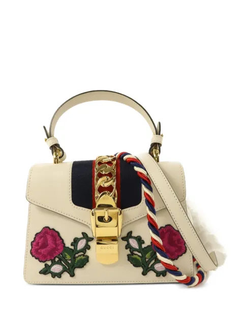 Gucci Pre-Owned Sylvie floral-embroidered leather tote bag