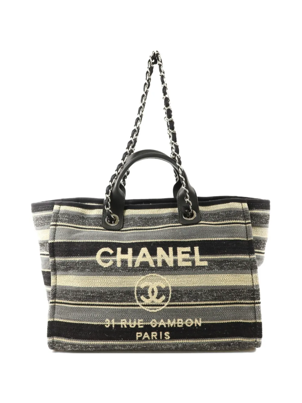 CHANEL Pre-Owned CC Deauville two-way canvas tote bag - Black