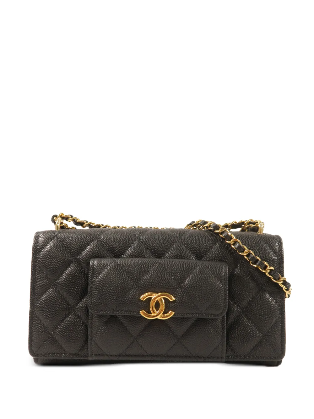 CHANEL Pre-Owned CC quilted caviar leather chain wallet - Nero