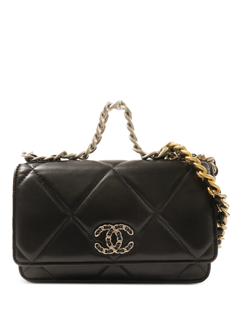 CHANEL Pre-Owned 19 diamond quilting shoulder bag - Black