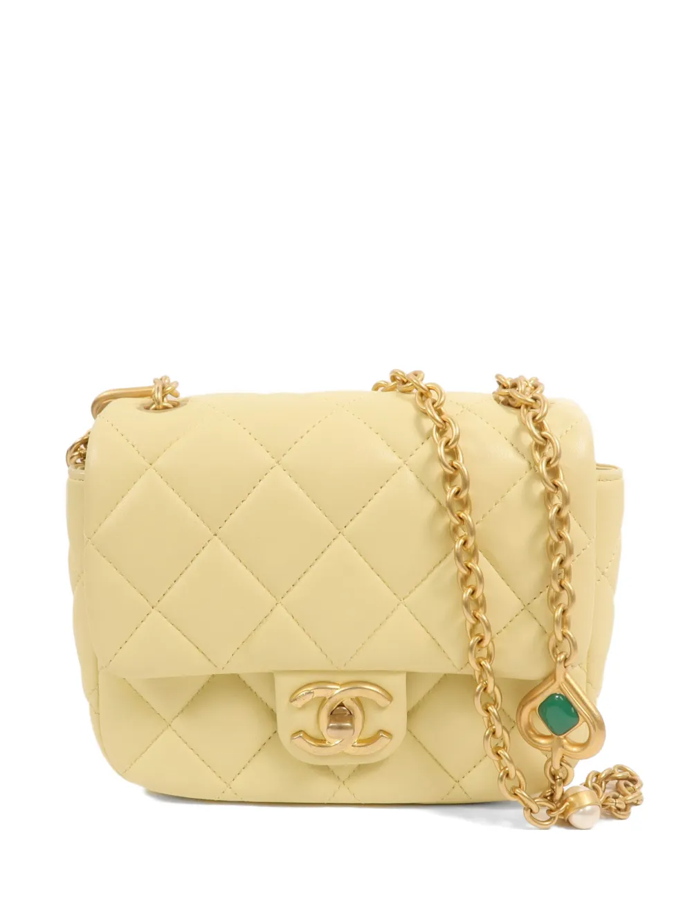 CHANEL Pre-Owned mini Flap heart-pendant shoulder bag - Giallo