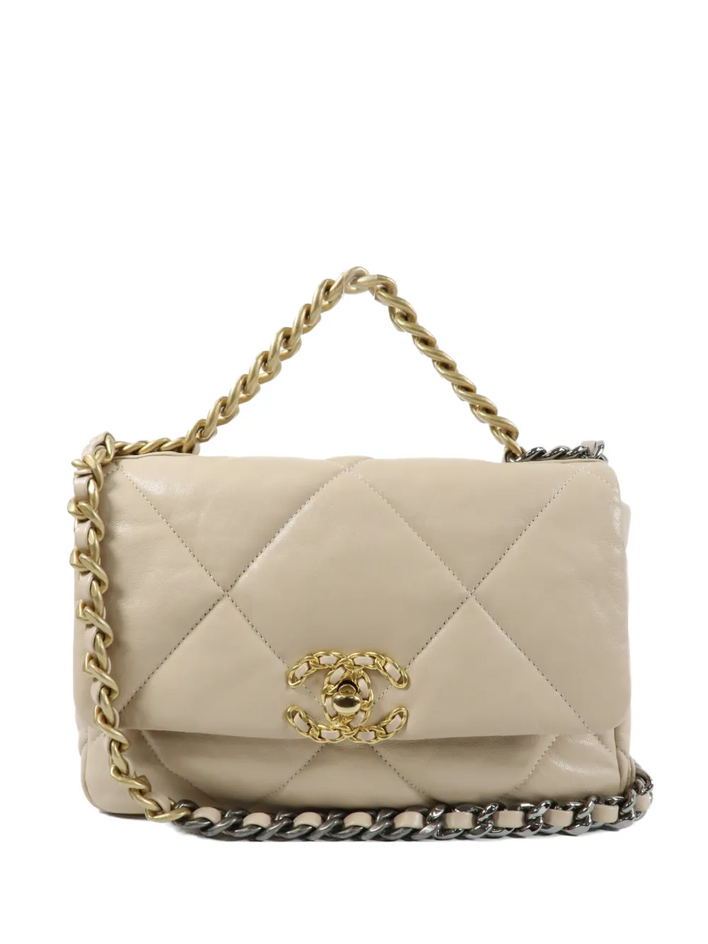 CHANEL Pre-Owned interlocking-CC shoulder bag - Neutrals