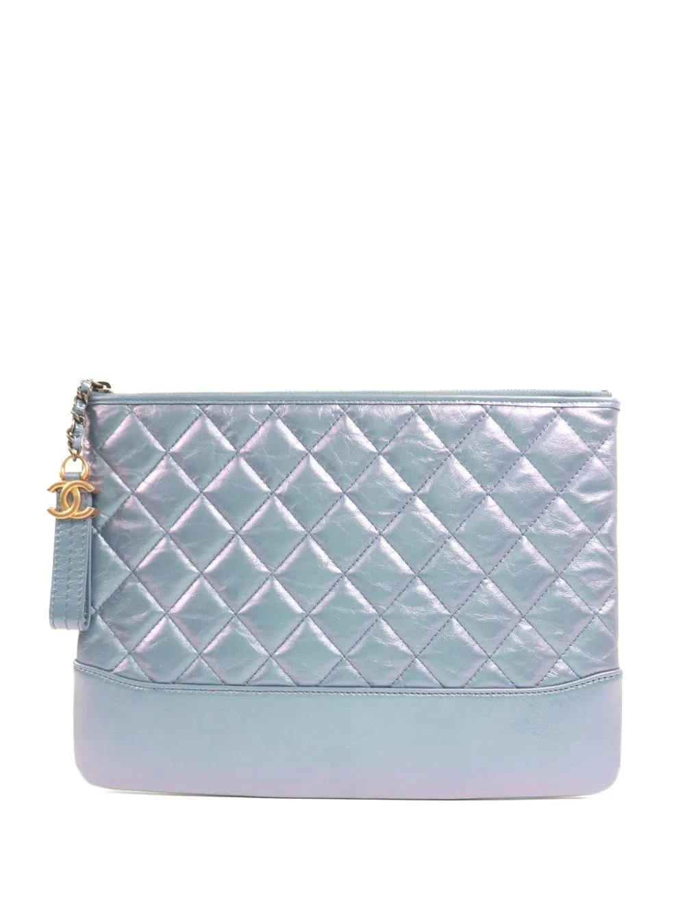 CHANEL Pre-Owned Gabrielle O-Case CC turn-lock quilted clutch bag - Blu
