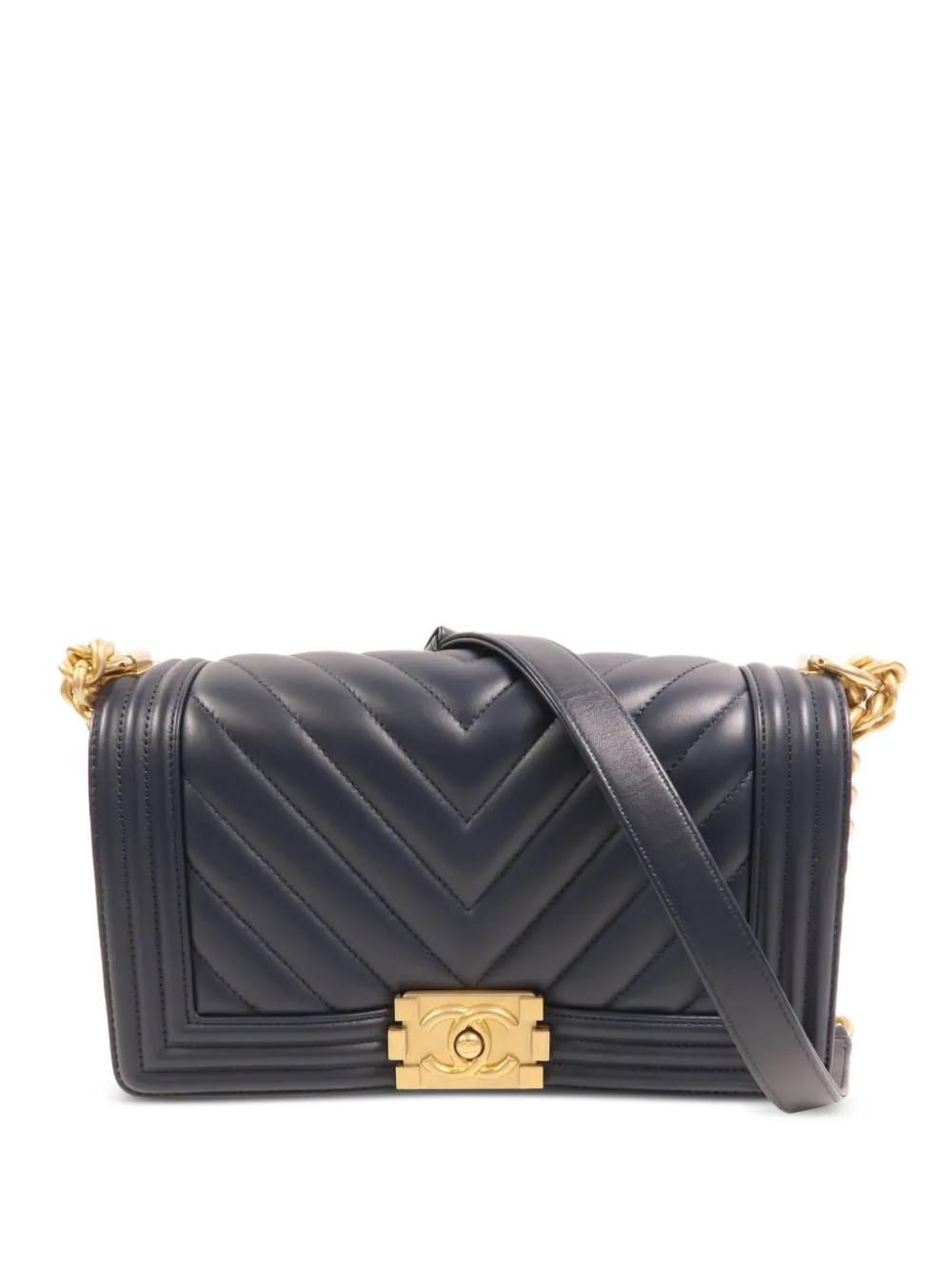 CHANEL Pre-Owned Boy Chanel chevron-quilted shoulder bag - Blu