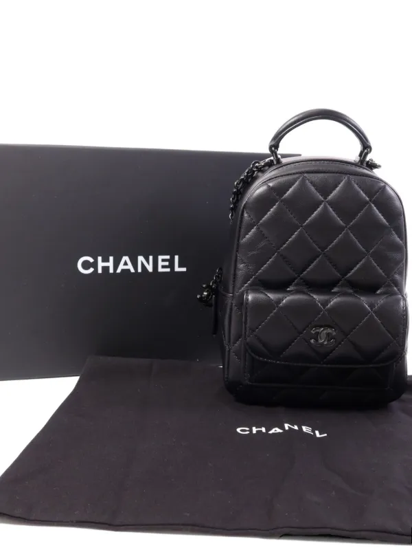 chanel small leather backpack Pre-owned 25 Hobo Black Caviar Antique Gold Hardware CHANEL letter logo at front Chanel Small Gabrielle Backpack Black