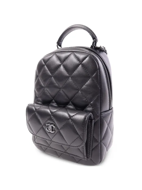 chanel black quilted caviar leather backpack bag Pre-loved 2024 'Urban Spirit' This item is in excellent pre CHANEL Pre-Owned CC Quilted Backpack