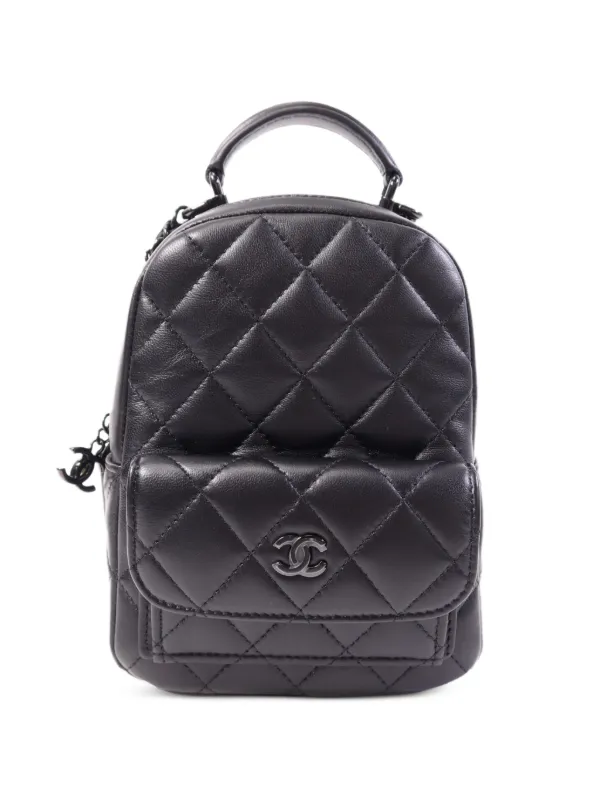 c&c leather backpack Chanel 1997 Black CC Vintage by Misty YKK Zipper Pre-Owned Black Quilted Lambskin 'CC'
