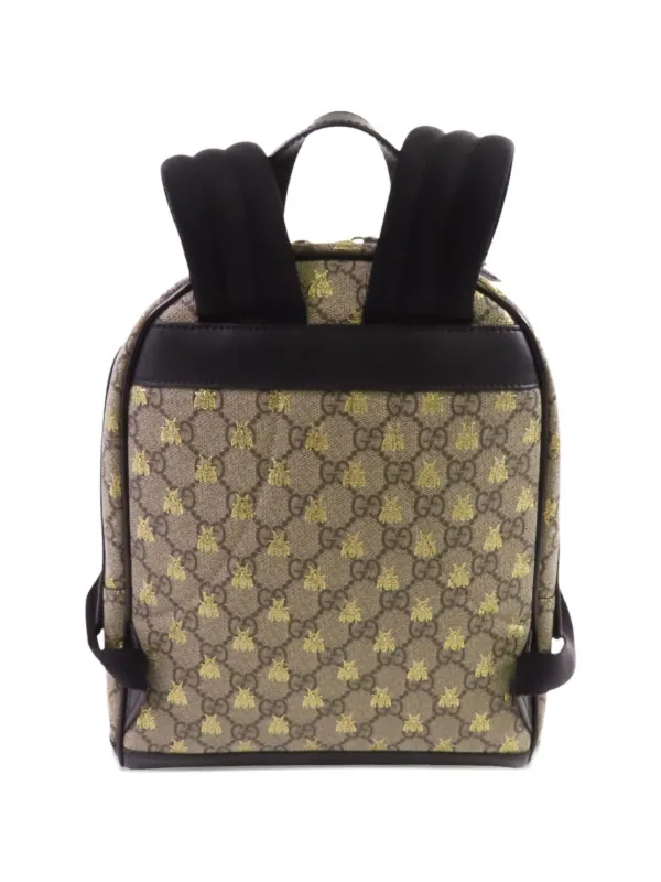 Gucci Pre-Owned GG Supreme bee-print Backpack | Neutrals | FARFETCH