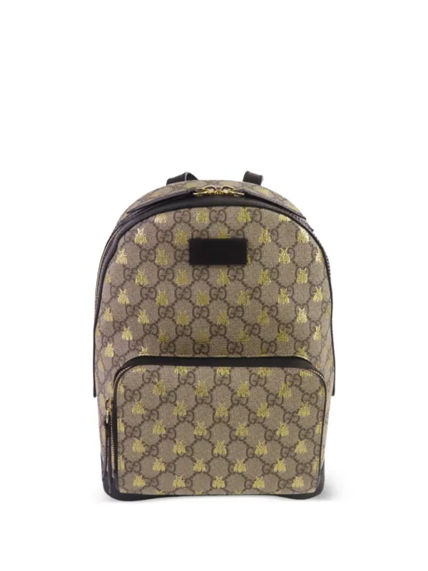 gucci louis vuitton backpack Gucci Pre-Owned GG Supreme bee-print Backpack | Neutrals