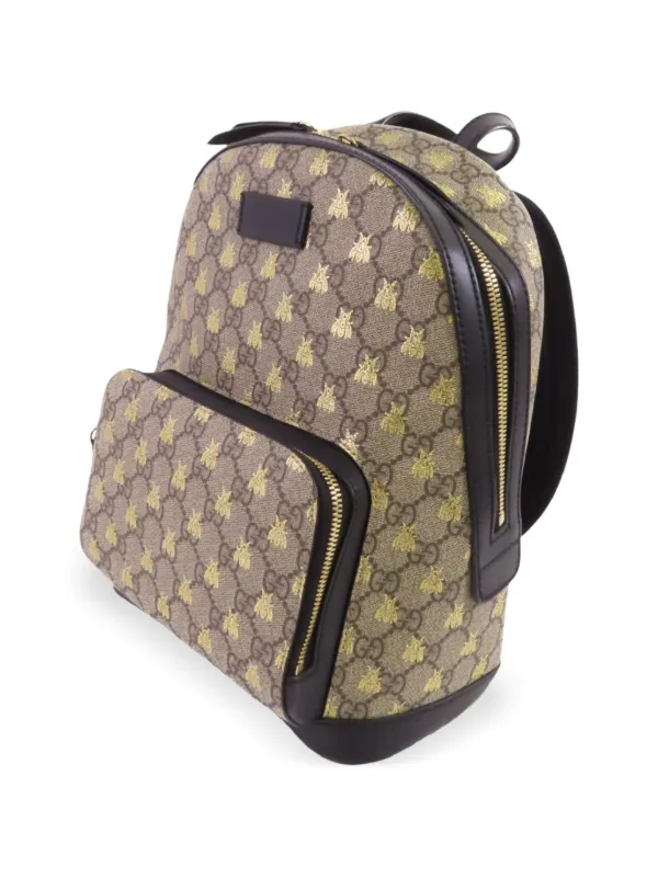 Gucci Pre-Owned GG Supreme bee-print Backpack | Neutrals | FARFETCH