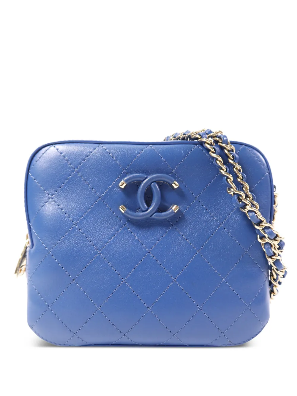 CHANEL Pre-Owned CC diamond-quilted camera bag - Blu