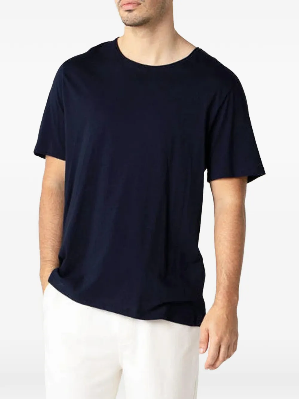 Majestic Filatures Katoenen T-shirt met gerafelde rand Blauw