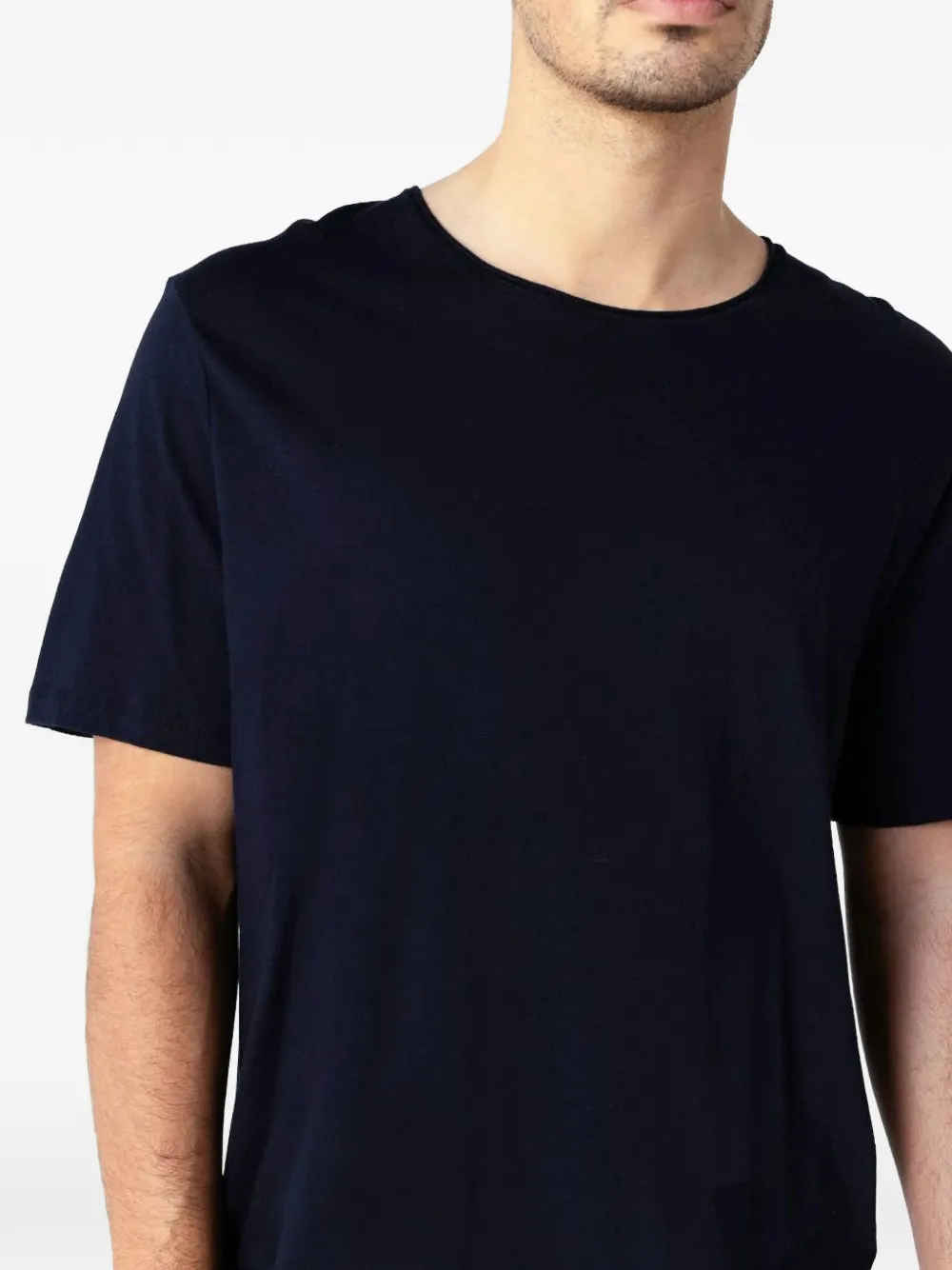 Majestic Filatures Katoenen T-shirt met gerafelde rand Blauw