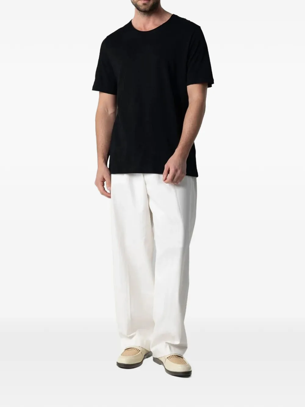 Majestic Filatures T-shirt met gerafelde afwerking en korte mouwen Zwart