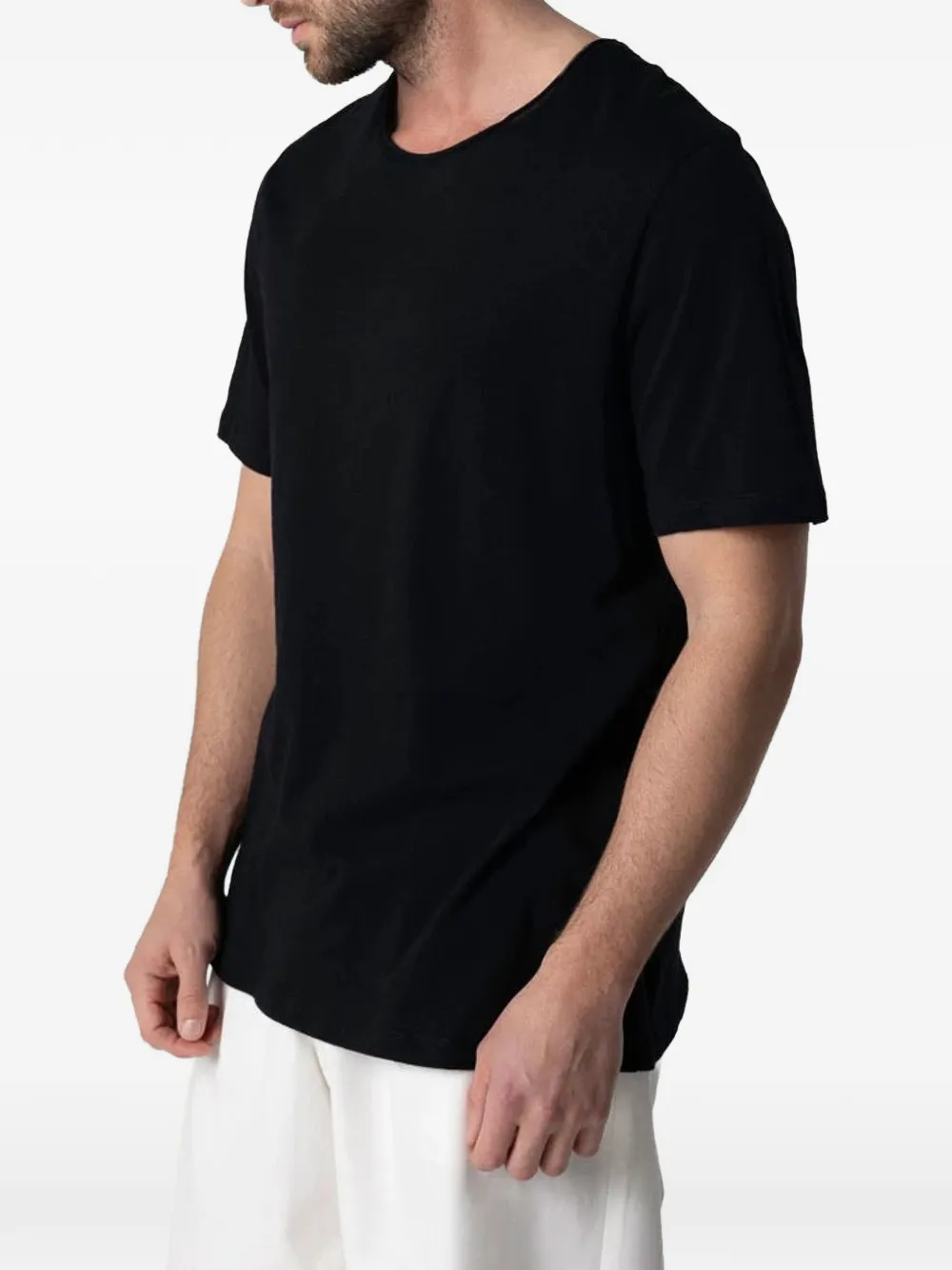 Majestic Filatures T-shirt met gerafelde afwerking en korte mouwen Zwart