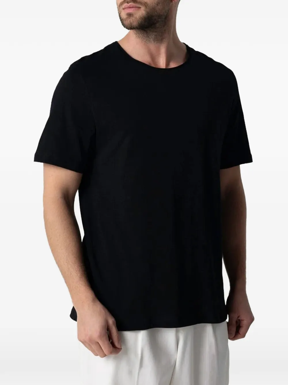 Majestic Filatures T-shirt met gerafelde afwerking en korte mouwen Zwart