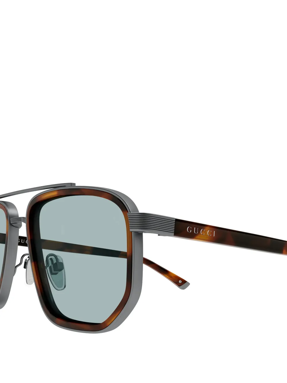 Gucci Eyewear Zonnebril met piloten montuur en schildpadschild design Bruin