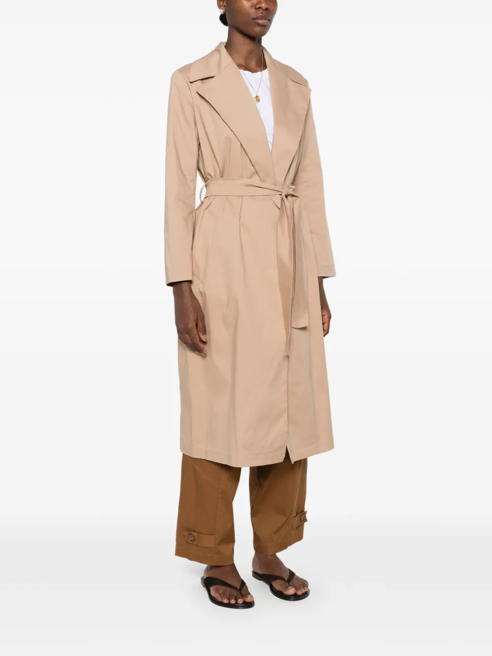 CARLA G. Sapi trenchcoat met ceintuur Beige