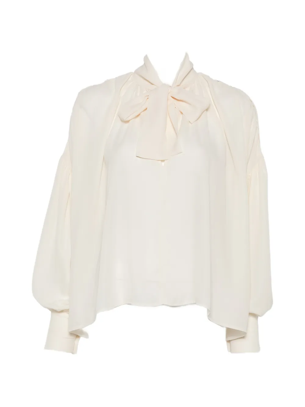 CARLA G. Evim pussy-bow balloon-sleeve blouse - Toni neutri