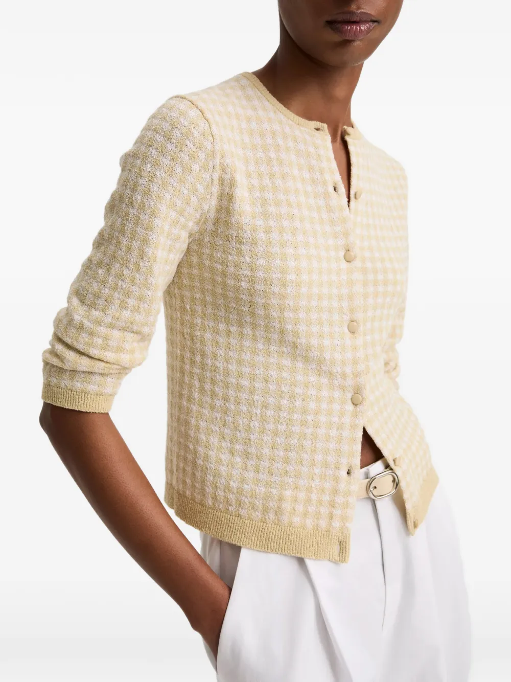 Vince Vest met gingham ruit en driekwartmouwen Geel