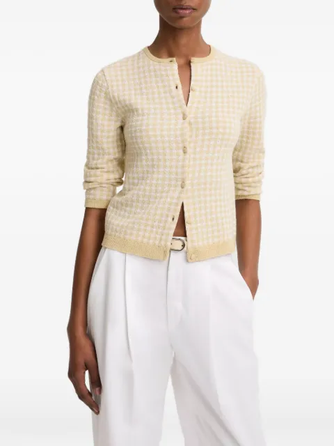 Vince gingham three-quarter-sleeve cardigan