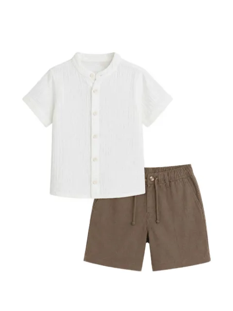 BEL-AIR KIDS crinkled-finish short-sleeved shirt and shorts set